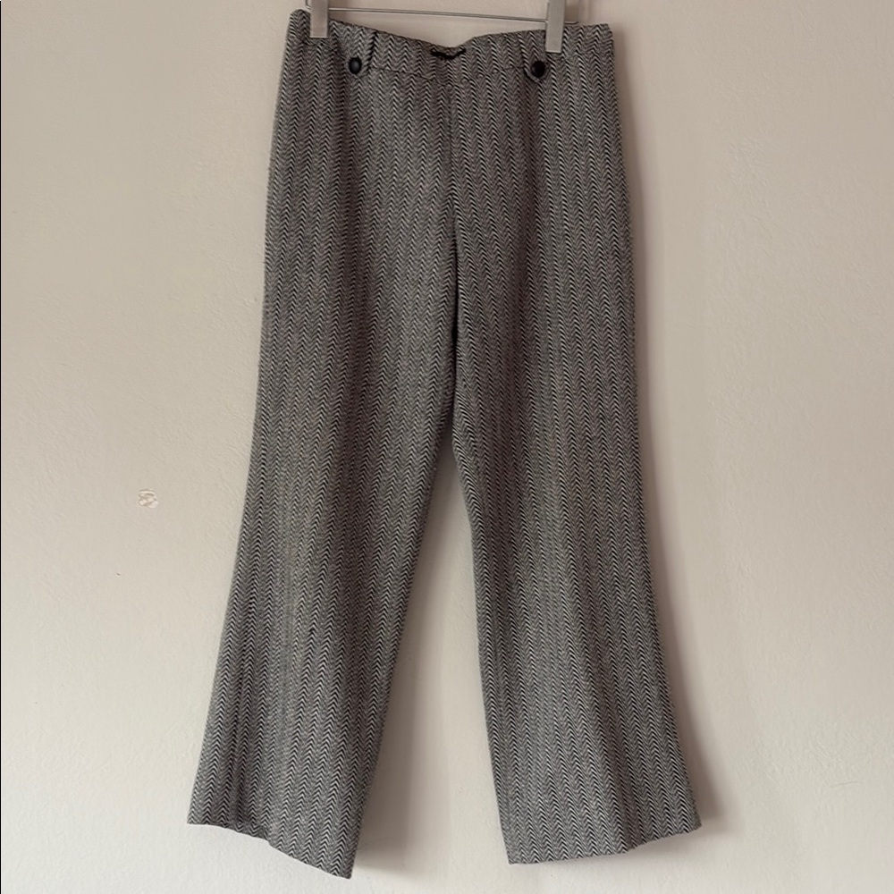 Elegant Gray Herringbone Women's Trousers